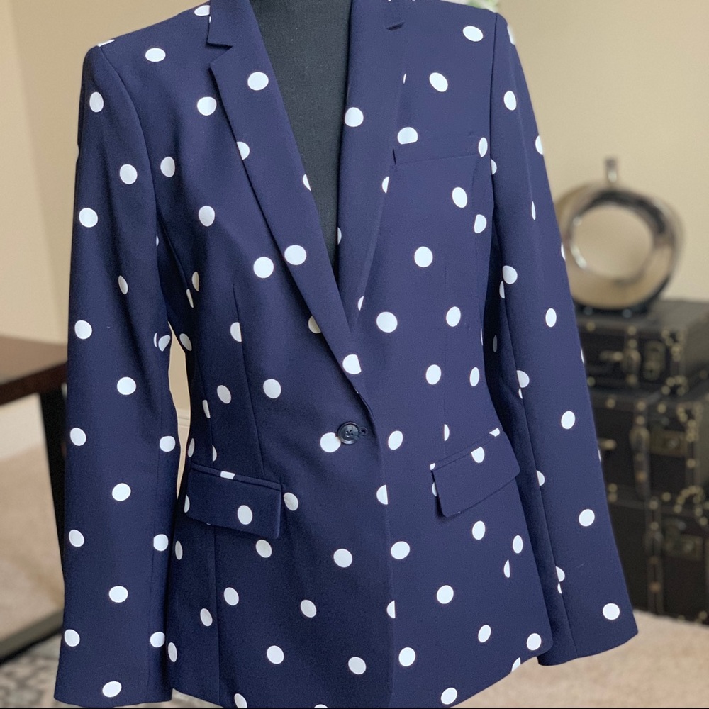 Polka-Dot Blazer || Navy and White